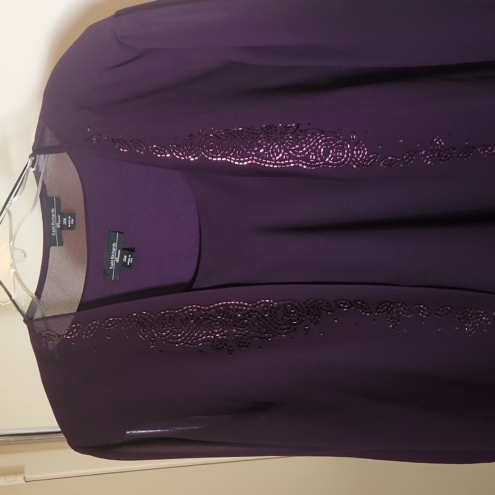 Two Piece sleeveless purple Dress with Removeable Beaded Jacket